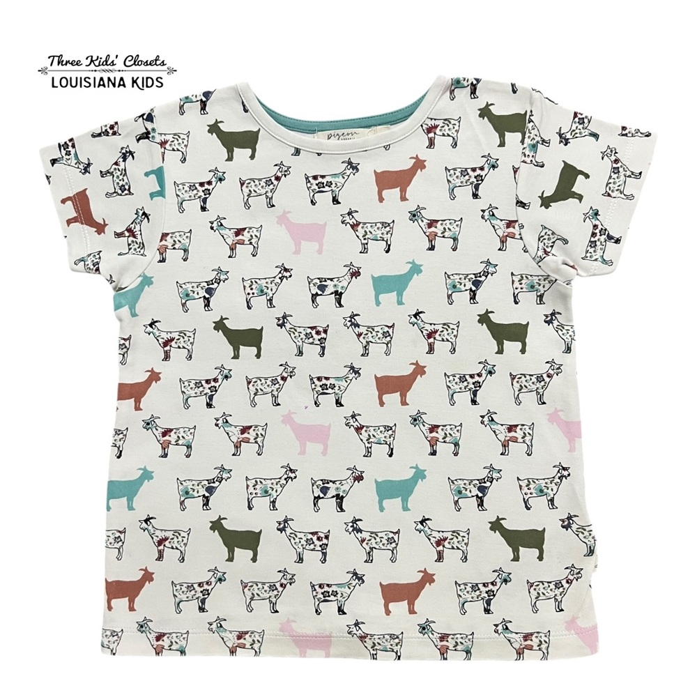 Pigeon Organic Cotton 4-5Y Multicolor Floral Goat Print T-Shirt